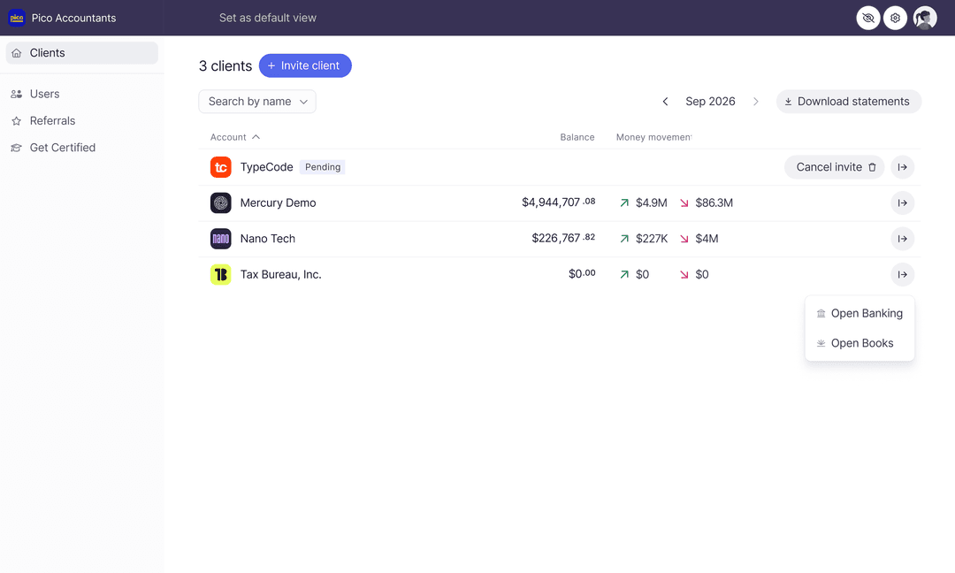 The Advisor Portal Clients page