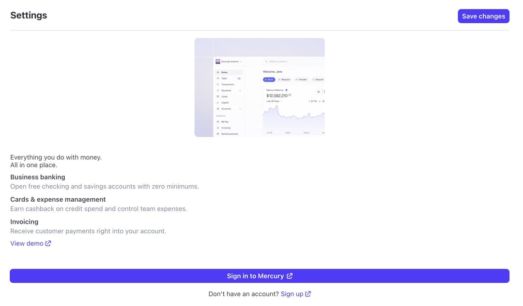Settings, sign-in, signup, and demo paths inside the app